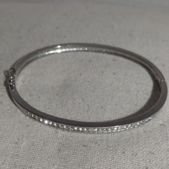 Jewelry - Silver tone rhinestone bangle bracelet.